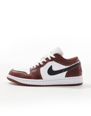 Nike Air Jordan 1 Low Classic Trainers: White & Burgundy Leather
